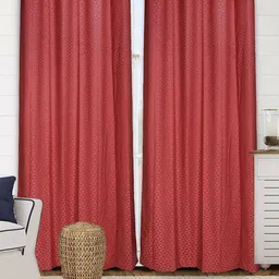 Saral Home Rust Set of 2 Geometric Room Darkening Door Curtain-82