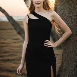 ZYNG Women One Shoulder Sheath Dress-picture-26