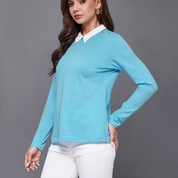 The Roadster Lifestyle Co Pure Cotton Shirt Collar Cotton Top-picture-41