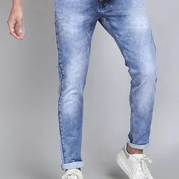 fineblu Men Slim Fit Mid-Rise Heavy Fade Stretchable Jeans-picture-43