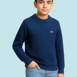 KUCHIPOO Boys Blue Solid Pullover Sweaters-picture-35