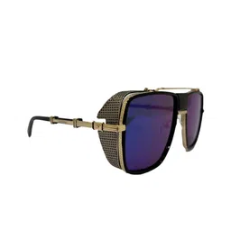 ZAADRAN Laos Unisex Golden Blue Aviator Sunglasses with Blue UV Protected Lens-35