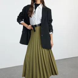 Trendyol Pleated A-Line Maxi  Skirts-image-56