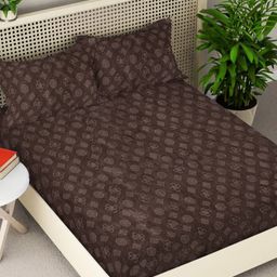 Myntra Elegant Homes Copper-Toned Geometric Woollen 300TC King Bedsheet Set-2.5mX2.25m-image-26