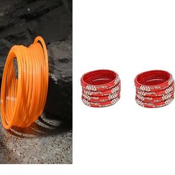SOMIL Women Pack Of 2 Red And Orange Glass Ethnic Handcrafted Traditional Bangle-image-62