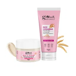Globus naturals Set Of 2 Rice Ceramid Face Scrub -50g & Peel Off Mask-75g-71