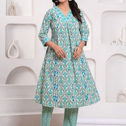 KALINI Women Floral Regular Pure Cotton Kurta with Trousers & With Dupatta-40