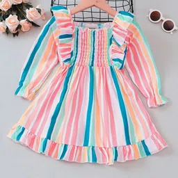 INCLUD Girls Striped Fit & Flare Dress-image-33