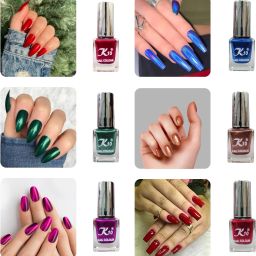 Long Stay High Shine metallic Finish Nail paint combo set Red,Green,Darkpink,Blue,Coffee,Darkred-39