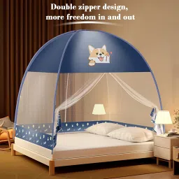 gustave Polyester Kids Washable Pop Up Mosquito Tent for Bed Zippered Fine Mesh Net with Enclosed Roof 6.6x7.2ft Mosquito Net image 2