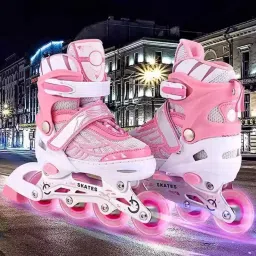Outdoor Skating 4 Wheels Single Row Roller Skates Shoes, Fitness Inline Skate In-line Skates - Size FreeUK-5