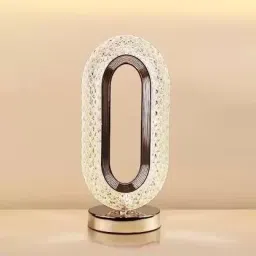 Oval Crystal Stand Night Lamp Decorative Bedside Desk Lamp Pack of 1 Table Lamp-46
