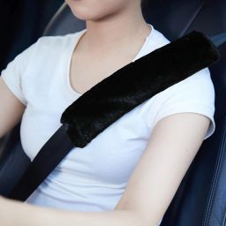 2 Pcs Black Auto Seat Belt Shoulder Pad Soft Faux Sheepskin Wool Universal Seat Belt Cover-picture-22