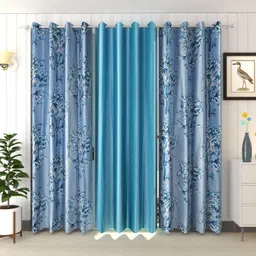 panipat textile hub 153 cm (5 ft) Polyester Semi Transparent Window Curtain (Pack Of 3)-picture-37