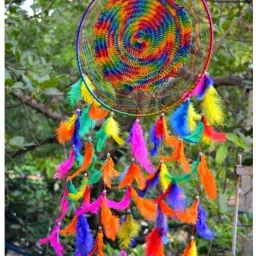 Fengshui Crochet Dreamcatcher ring size 12" inches multicoloured Feather Dream Catcher-4