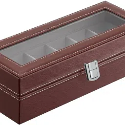 Watch Storage Box Organiser with Faux Leather Finish Watch Box (Brown) Watch Box-2