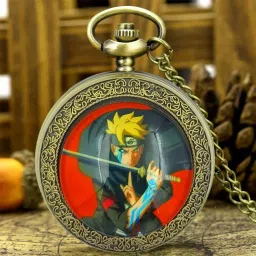 Seven Square Premium Vintage Naruto Boruto Pocket Watch Key Chain Classic Design Antique Analog Metal Car Bike Home Keychain With Key Ring Gift For Men & Women Multicolor Anti Rust Stainless Steel Pocket Watch Chain-image-22