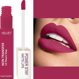 FORFOR Set of 2 Power Stay Matte Lips Non-Transfer 12 Hours Stay Velvet Matte Liquid Lipstick 4 ml Each- Pink Blush 10-Candy Red 01 image 3