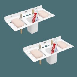 2 in 1 Wall Mounted Soap Dish with Toothbrush Holder | Bathroom Organizer White Towel Holder-image-50