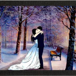 Kissing Romantic Couple Artistic View Valentine Theme Painting Oil 10 inch x 14 inch Painting-image-43