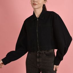 IVOC Women Solid Spread Collar Pure Cotton Denim Jacket-14