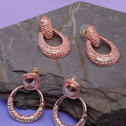 StyleCast Set Of 2 Rose Gold-Plated Oval Shaped Drop Earrings-image-54