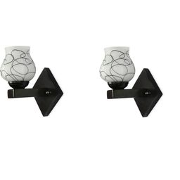 1ST TIME Pack of 2 Black & White Glass Traditional Cylinder Shaped Wall Lamp-picture-35
