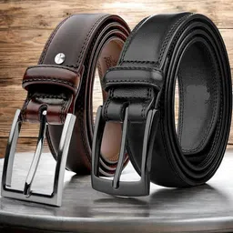 The Roadster Lifestyle Co Pack Of 2 Men Vegan Leather Belts-image-23