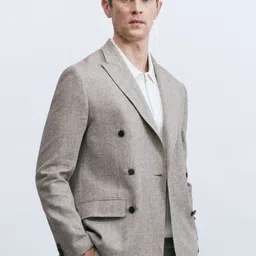 H&M Relaxed Fit Double-Breasted Linen-Blend Jacket-image-81