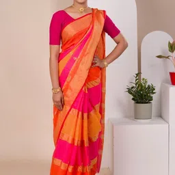 KCPC BANDHANI Women Orange Sarees-picture-8