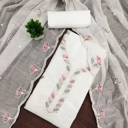 LeeliPeeri Designer Embroidered Unstitched Dress Material-image-4