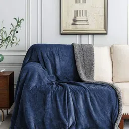 LA VERNE Blue & Grey Heavy Winter 500 GSM Double Bed Blanket-picture-27
