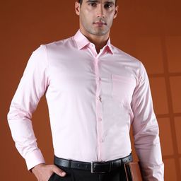 THINC Men Slim Fit Spread Collar Solid Cotton Formal Shirt-image-47