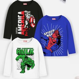 Marvel by Miss and Chief Boys 3 Avengers Printed Applique T-shirt-image-34