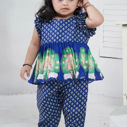 Vivedkids Girls Floral Printed Regular Pure Cotton Kurta with Patiala-image-98