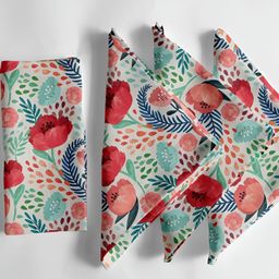 Vargottam 12-Pcs Off White & Green Printed Cotton Table Napkins-16