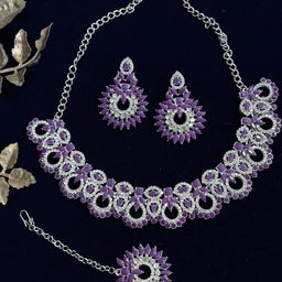 VATSALYA creation Women Purple Jewellery Set-picture-2