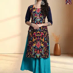 HERE&NOW Selection Of 2 Ethnic Motifs Printed Straight Kurtas-picture-54