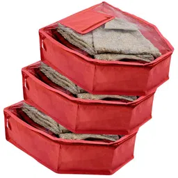 Kuber Industries Red Set of 3 Regular Multi-Utility Organisers-23