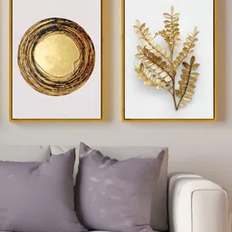 Art Street Gold-Toned & White 2 Pieces Printed Canvas Wall Paintings-image-81