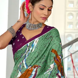 LeeliPeeri Designer Block Print Saree image 2