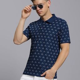 TIMBER HITCH Conversational Printed Polo Collar Cotton Casual T-shirt-image-97