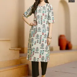 HERE&NOW Women Ethnic Motifs Printed Regular Kurta with Trousers-picture-13