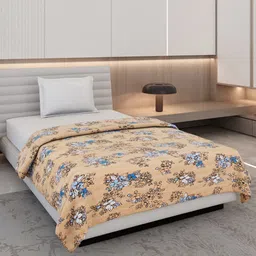 Monte Carlo Mustard & Blue Floral Printed AC Room 190 GSM Single Bed Blanket-image-55