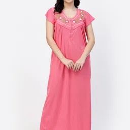 CHUI MUI Women Embroidered Maternity Maxi Nightdress-picture-25