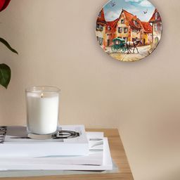 THE QUIRKY HOME White Horse Carriage In A European Village Printed Ceramic Wall Decor-image-65