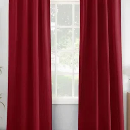 HOMEMONDE Maroon 2 Pieces Black Out Door Curtains-image-87