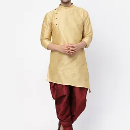 TS LIFESTYLE Men Regular Dupion Silk Kurta with Dhoti Pants-image-91