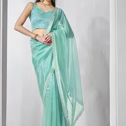 Mitera Embellished Beads and Stones Organza Saree-image-53