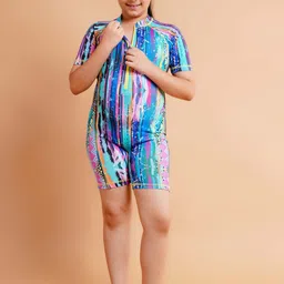 Keepfit Abstract Printed Short Sleeves 
Swimming Dress-36
